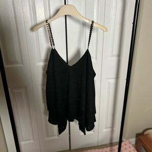 RACHEL Rachel Roy Black V-Neck Cami with Chain Straps
